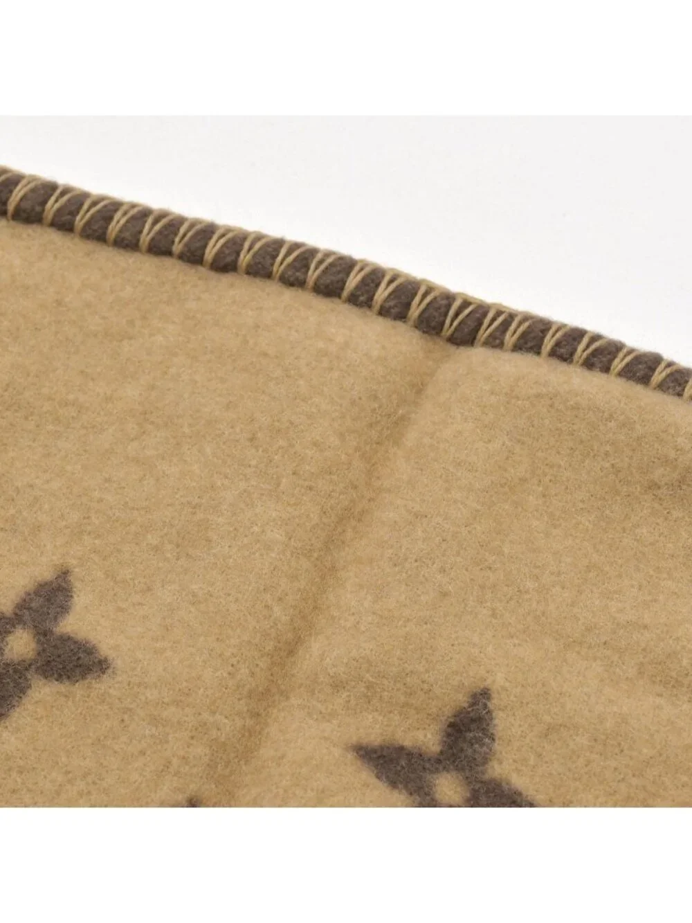 Louis Vuitton Plaid Neo Monogram Blanket Wool Cashmere Brown Beige